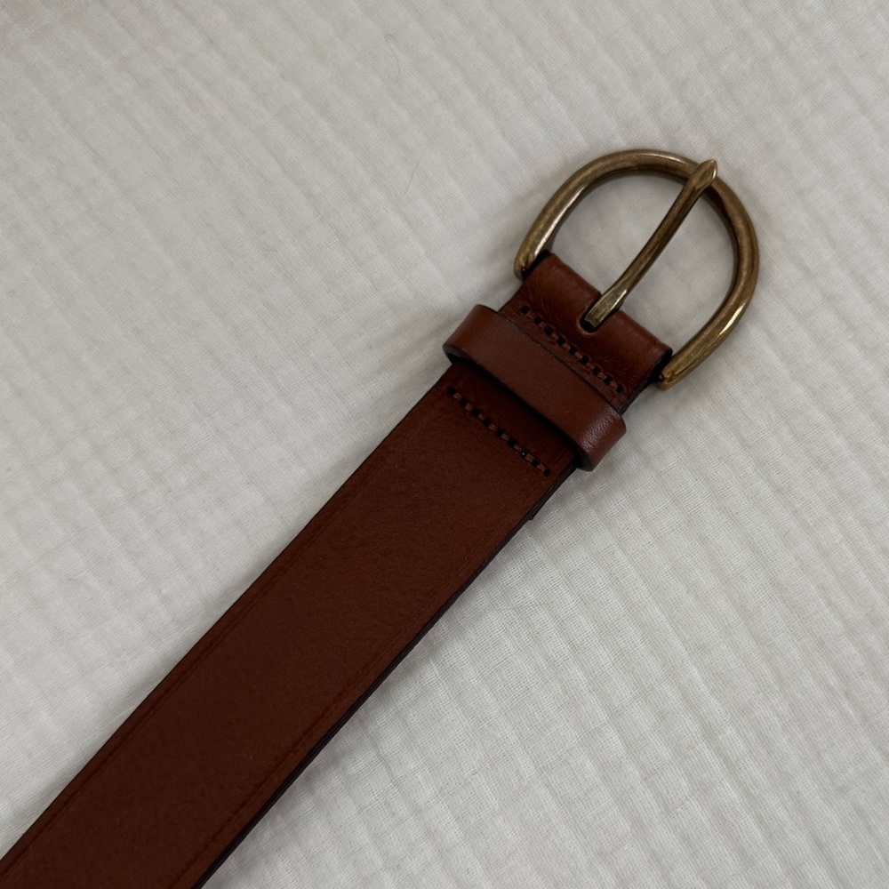Madewell Brown Leather Belt with Brass Buckle